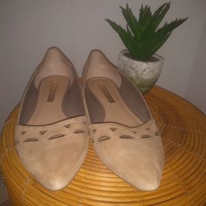 Audrey Brooke pointed toe tan suede flats